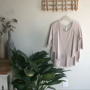 Free People Hi Lo Thermal Lace V Back Shirt